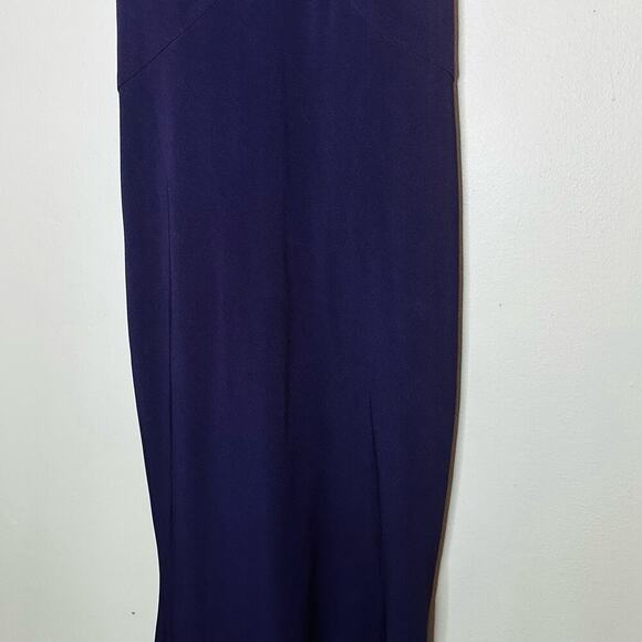 JS COLLECTION Eggplant Purple Lace Back Mermaid Ottoman Style Gown Dress - Picture 12 of 16